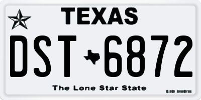 TX license plate DST6872