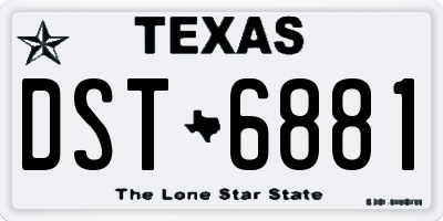 TX license plate DST6881