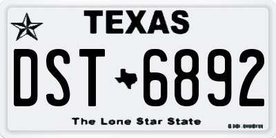 TX license plate DST6892