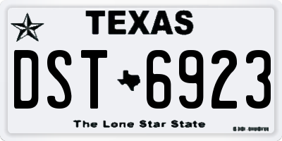 TX license plate DST6923