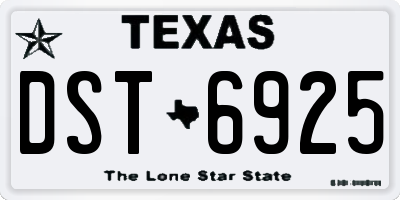 TX license plate DST6925