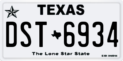 TX license plate DST6934