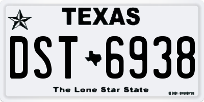 TX license plate DST6938