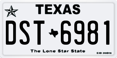 TX license plate DST6981
