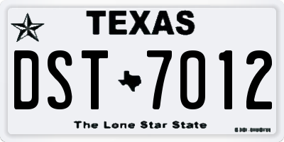 TX license plate DST7012