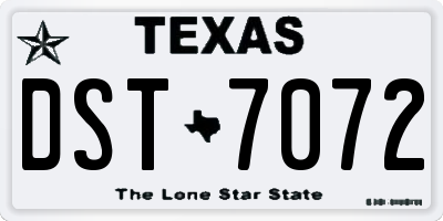 TX license plate DST7072