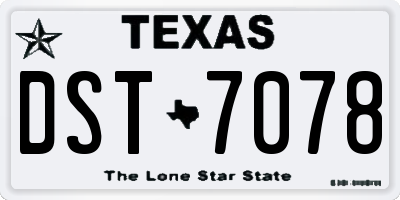 TX license plate DST7078