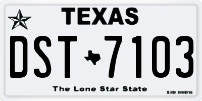 TX license plate DST7103