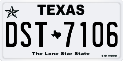 TX license plate DST7106