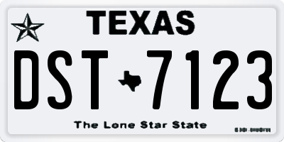 TX license plate DST7123