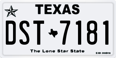 TX license plate DST7181