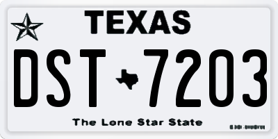 TX license plate DST7203