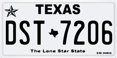 TX license plate DST7206