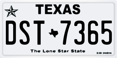 TX license plate DST7365