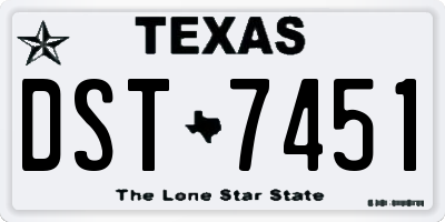 TX license plate DST7451