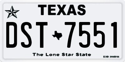 TX license plate DST7551