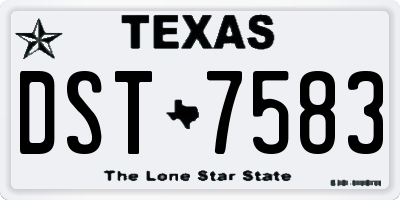 TX license plate DST7583