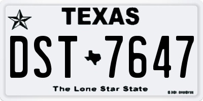 TX license plate DST7647