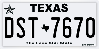 TX license plate DST7670