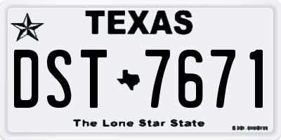 TX license plate DST7671
