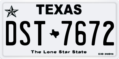 TX license plate DST7672