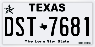 TX license plate DST7681