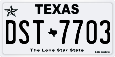 TX license plate DST7703