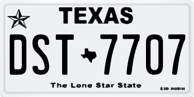 TX license plate DST7707