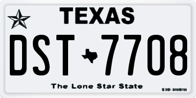 TX license plate DST7708