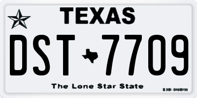 TX license plate DST7709