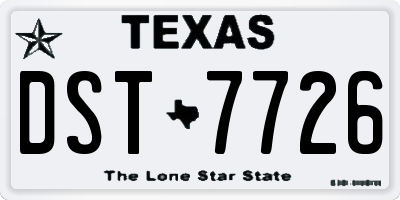 TX license plate DST7726
