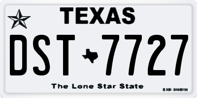 TX license plate DST7727