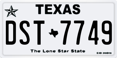TX license plate DST7749