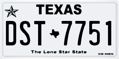 TX license plate DST7751
