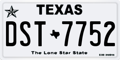 TX license plate DST7752