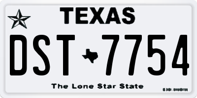 TX license plate DST7754