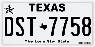 TX license plate DST7758