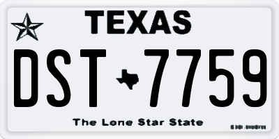 TX license plate DST7759