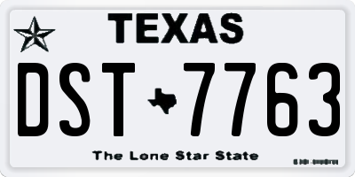 TX license plate DST7763