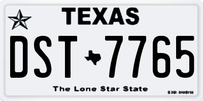 TX license plate DST7765