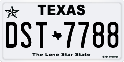 TX license plate DST7788
