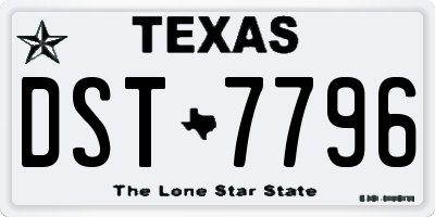 TX license plate DST7796