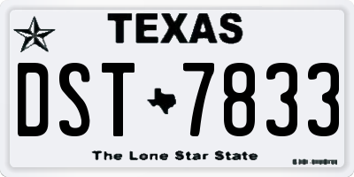 TX license plate DST7833
