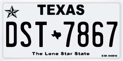 TX license plate DST7867