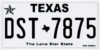 TX license plate DST7875