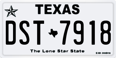 TX license plate DST7918