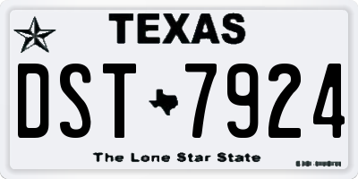 TX license plate DST7924