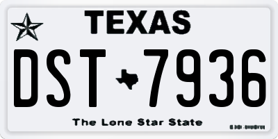 TX license plate DST7936
