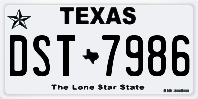 TX license plate DST7986