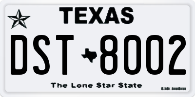 TX license plate DST8002